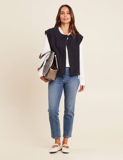 Gilet ample sans manches bleu foncé femme