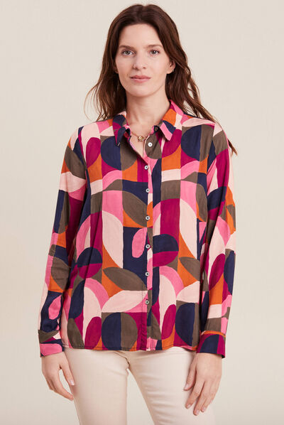 Chemise manches longues multicolore femme