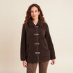 Manteau droit effet mouton marron fonc&eacute; femme