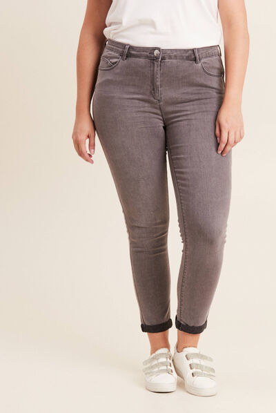 Pantalon ajusté 7/8ème gris femme