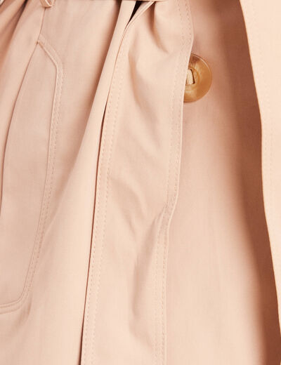 Trench cintr&eacute; court &agrave; capuche doubl&eacute; beige femme