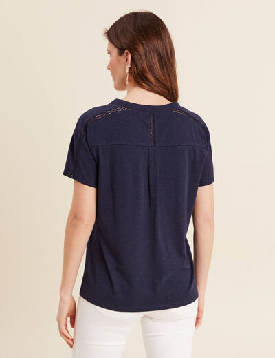 T-shirt manches courtes bleu marine femme