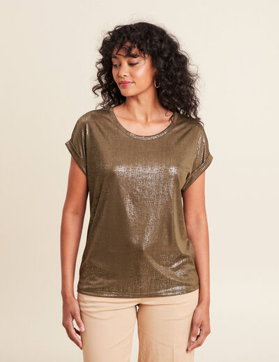 T-shirt manches courtes vert olive femme