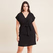 Robe droite col en V noir femme
