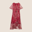 Robe longue portefeuille rose cerise femme