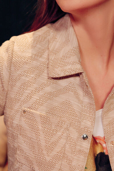 Veste droite boutonnée beige femme