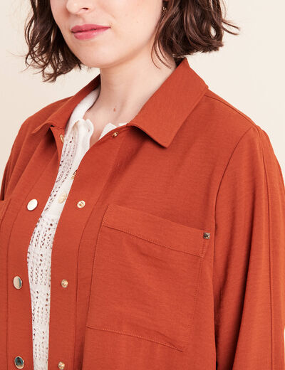 Veste fluide manches longues doubl&eacute;e marron fonc&eacute; femme
