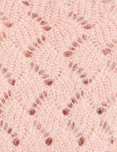 Pull manches longues ajouré vieux rose femme