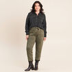 Pantalon coupe mom 7/8&egrave;me vert kaki femme