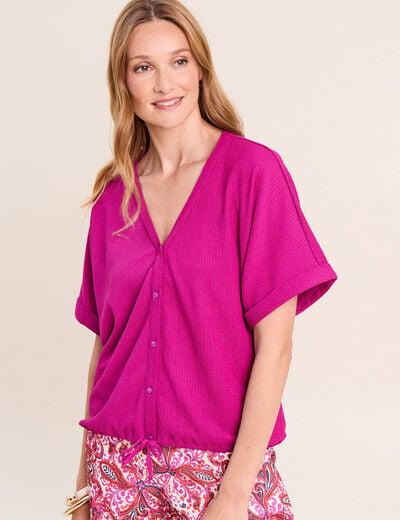 Chemisette effet boule manches courtes violet clair femme