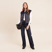 Veste sans manches col chemise bleu marine femme