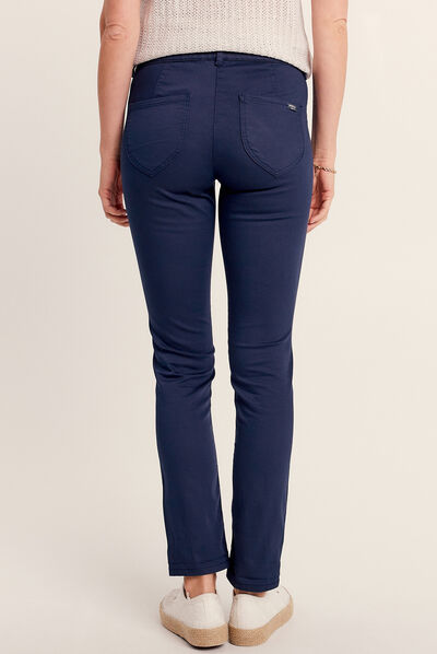 Pantalon ajusté 7/8ème à pont bleu marine femme