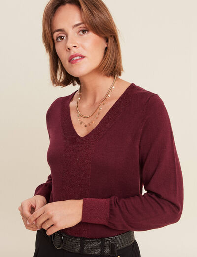 Pull manches longues bordeaux femme