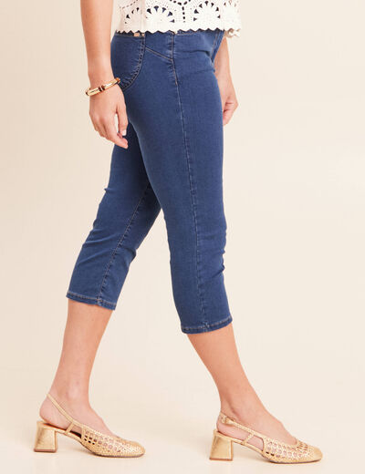 Pantacourt magique Le L&eacute;ger coupe droite denim double stone femme
