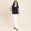 T-shirt 2 en 1 col tunisien manches 3/4 bleu marine femme
