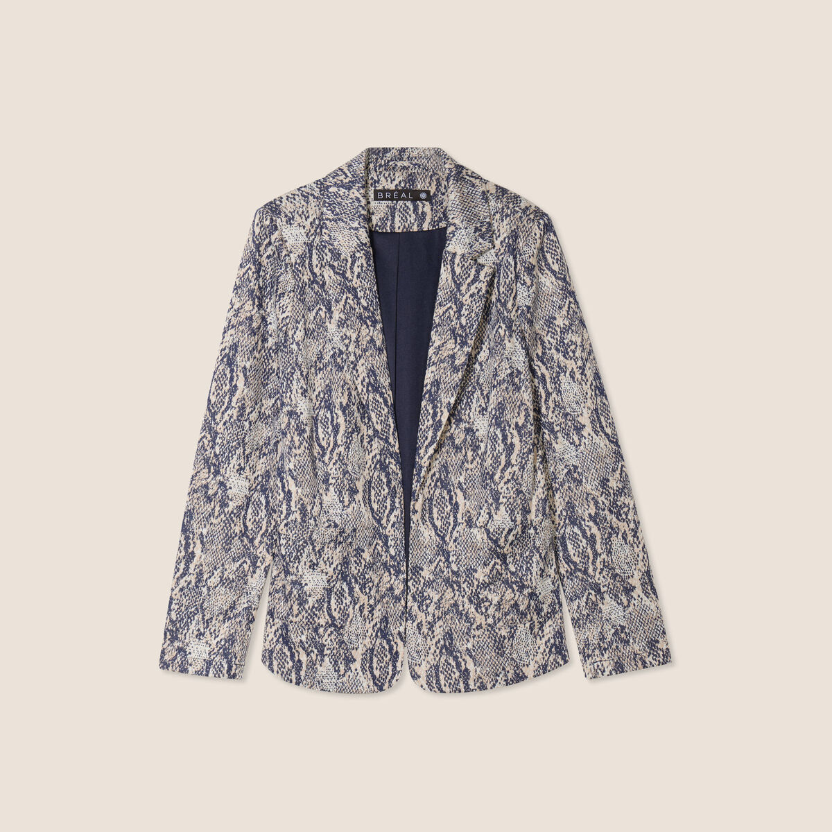 Veste cintrée col châle beige femme