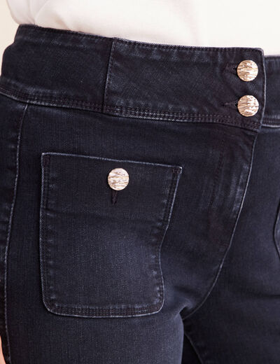 Jean coupe bootcut taille haute denim blue black femme