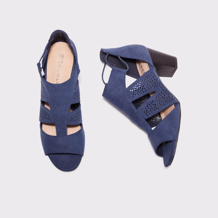 Sandales à talons perforées bleu marine femme