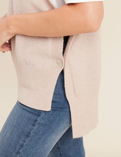 Pull sans manches creme femme