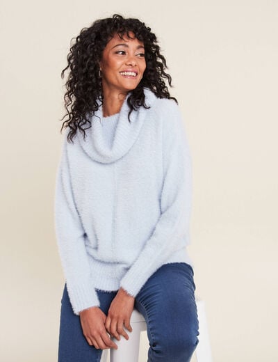 Pull manches longues bleu pastel femme