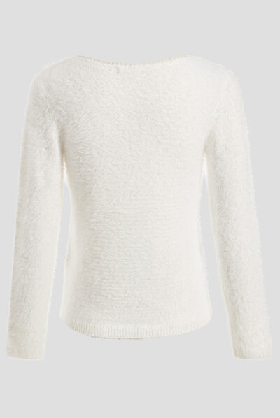 Pull manches longues ecru femme