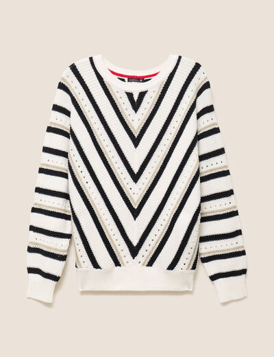 Pull col rond manches longues noir femme