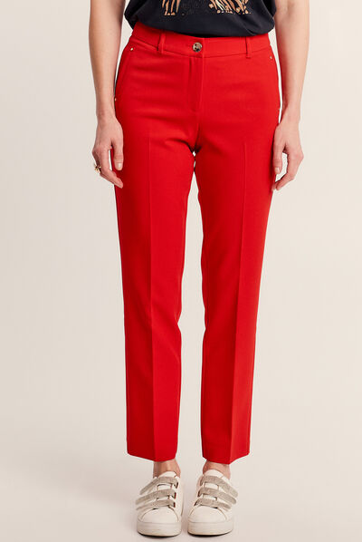 Pantalon flou à pinces rouge femme