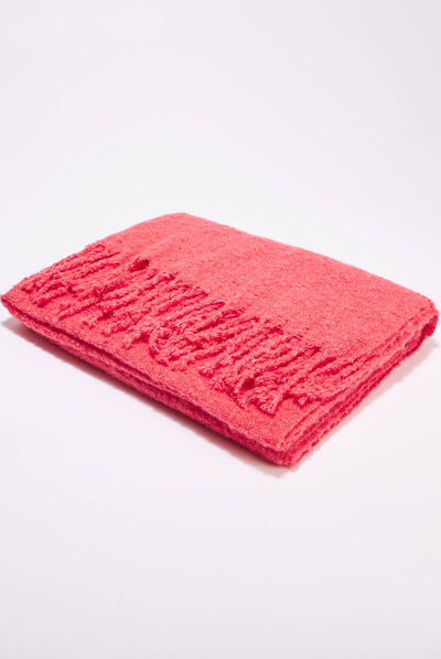 Écharpe à franges rose cerise femme