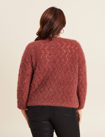 Pull manches longues ajouré couleur cuivre femme