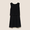 Robe pliss&eacute;e sans manches col rond noir femme