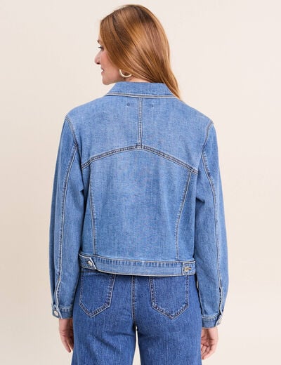 Veste jean manches longues denim double stone femme