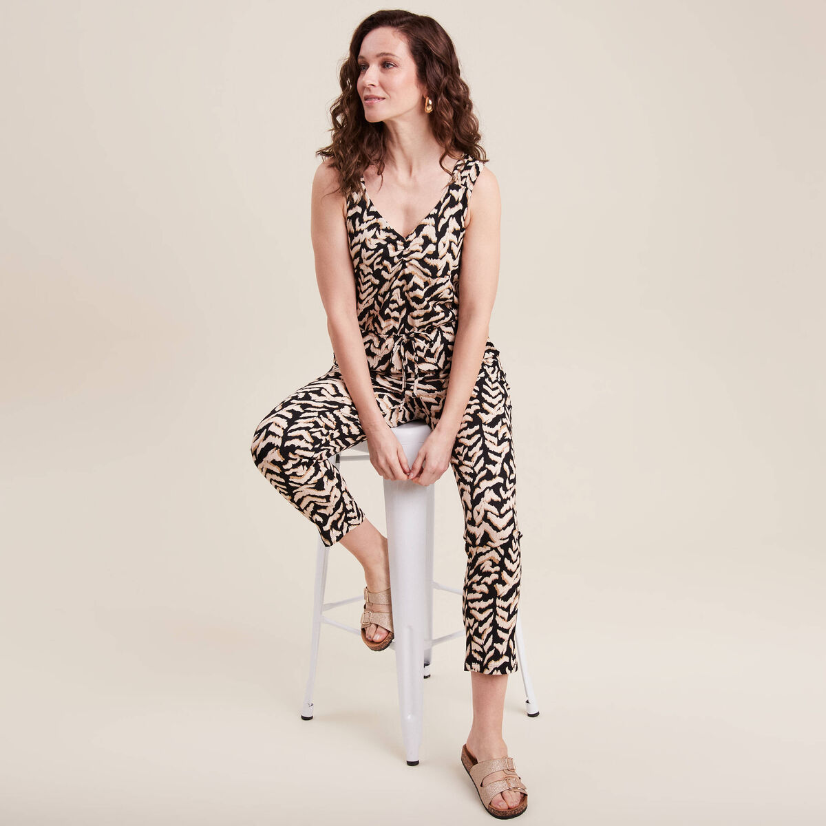 Combinaison pantalon droite noir femme