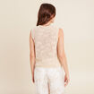 Pull cintré court col V beige femme
