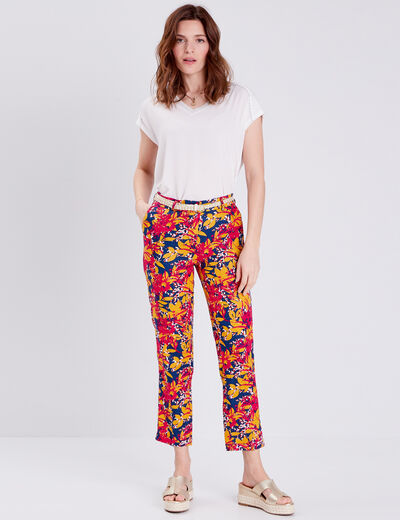 Pantalon à ceinture multicolore femme