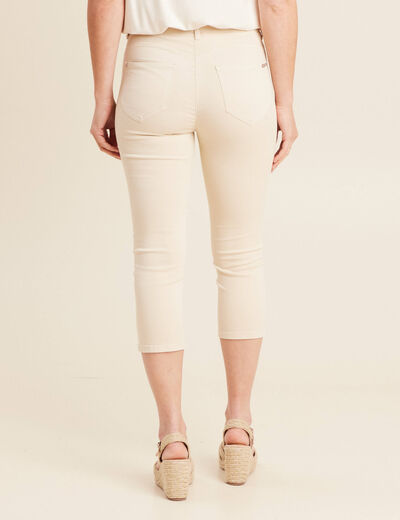 Pantacourt droit taille standard ivoire femme