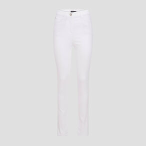 Pantalon léger taille haute long blanc femme