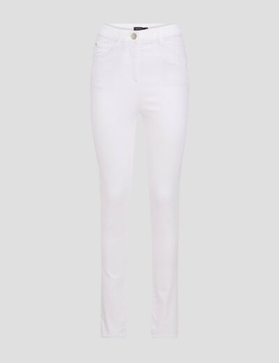 Pantalon léger taille haute long blanc femme