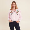 Chemise droite mi-longue en coton rose femme