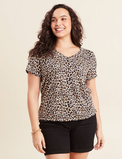 T-shirt manches courtes beige femme