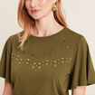 T-shirt manches courtes vert olive femme
