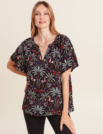 Blouse manches courtes noir femme