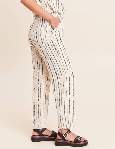 Pantalon large taille haute noir femme