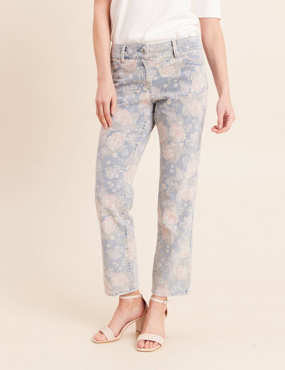 Jean coupe droite 7/8&egrave;me taille standard rose femme