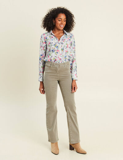 Jean magique L'Unique coupe bootcut vert kaki femme