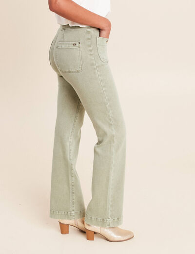 Jean coupe bootcut taille haute vert clair femme