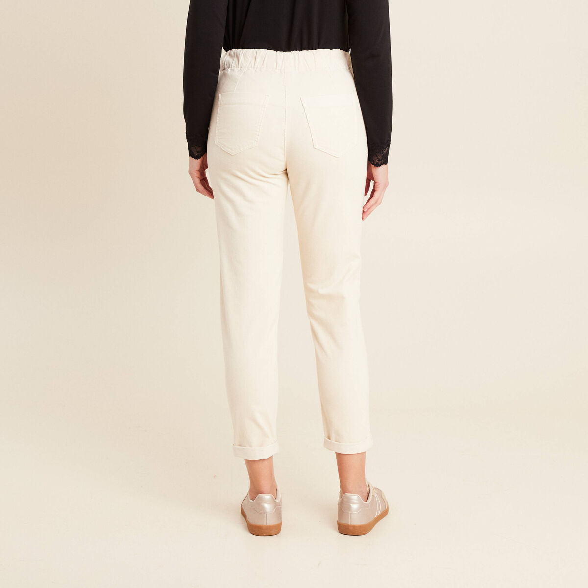 Pantalon jogging velours ivoire femme