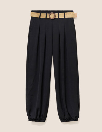 Lot de 2 pantalons larges pliss&eacute;s noir femme