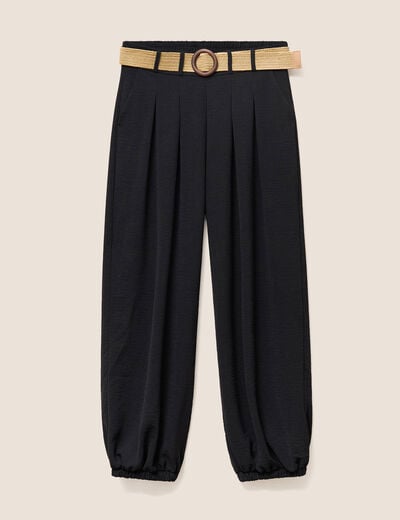 Lot de 2 pantalons larges pliss&eacute;s noir femme