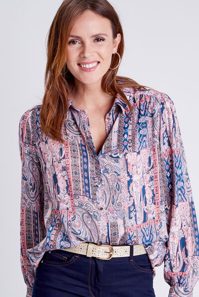 Chemise à manches longues bleu ciel femme