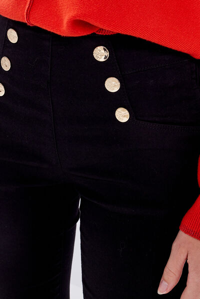 Pantalon ajusté à pont noir femme